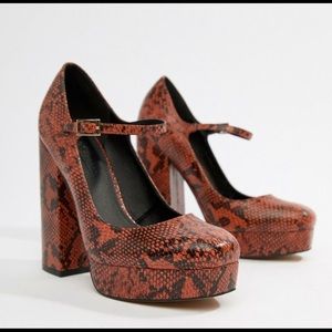 ASOS Snake Print Platform Mary Janes